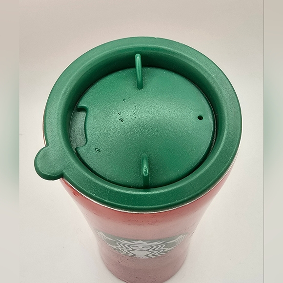 Starbucks Red Metal 16 Oz Travel Cup With Lid 2021 Holiday Cup Hot or Cold - Picture 5 of 5